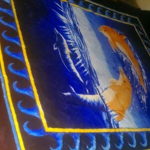 Swimming Dolphin Queen Size Plush Velveteen Blanket